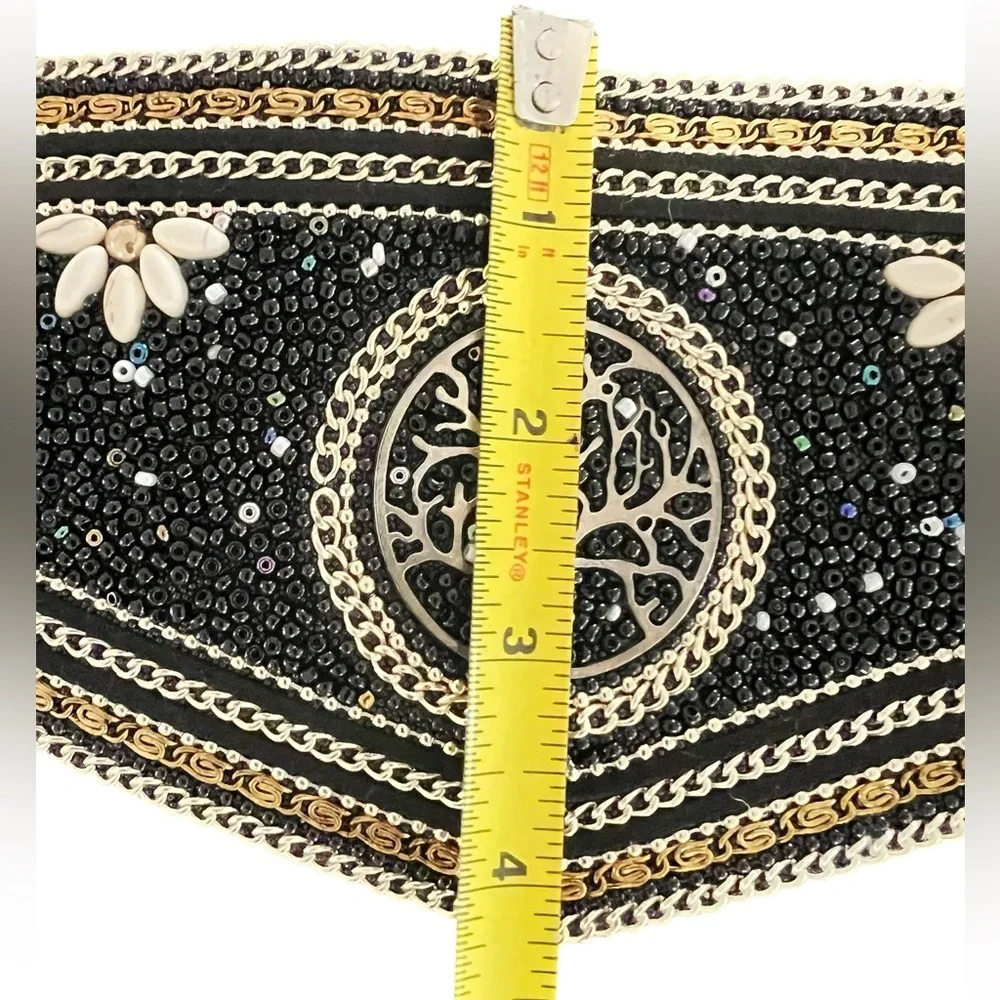 Boho tree of life belt beaded stretch 29” - 32” waist festival renfaire